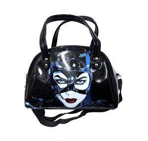 Catwoman Black Patent Leather Bowler Handbag 