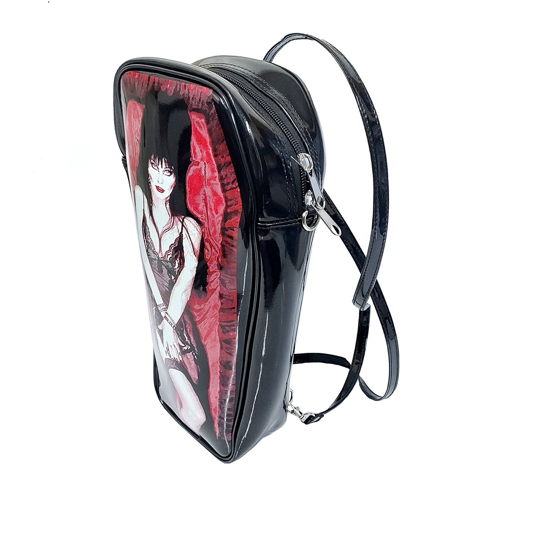 Elvira Mistress of the Dark Black Patent Coffin Bag