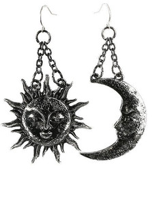 Moon & Sun Antique Silver Earrings