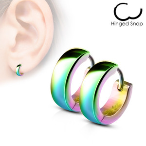 2x Classic Plain Dome Hoop Multicolor Earrings - Rainbow