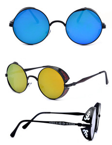 Chunky Circular Sunglasses - Blue