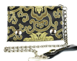 Gold Brocade Wallet with Chain