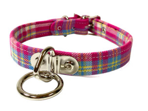 Pink Plaid Choker with Small O-Ring