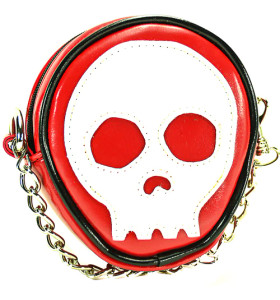Red Vegan Leather Skull Face Purse