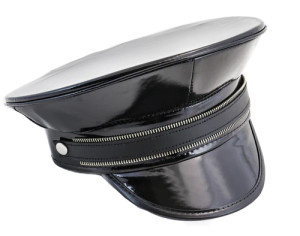 Black Patent Zipperhead Captain Hat