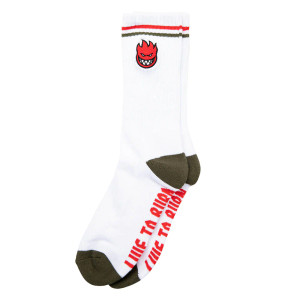 Spitfire - Bighead Fill Emb Socks White/Olive/Red