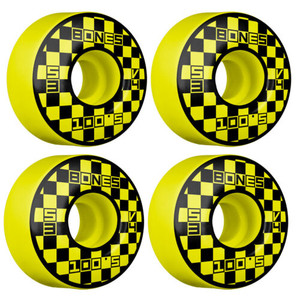 Bones Skateboard Wheels 100's 53mm 100A Block Party Yellow V4