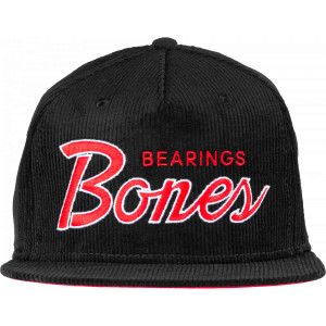Bones Bearings Script Corduroy Snapback Hat - Black