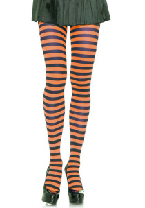 Black/Orange Jada Striped Women's Tights