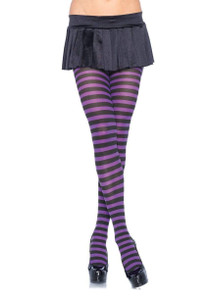 Black/Purple Jada Striped Women's Tights