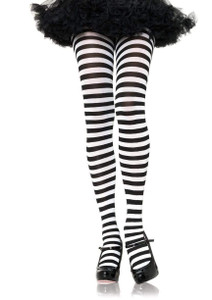 Black/White Jada Striped Women's Tights
