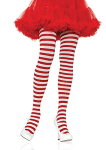 Striped Tights in Assorted Colors Queen Size -White/Red