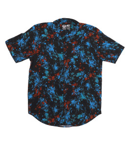 Blue & Red "Stained" Short Sleeve Button-Up Shirt