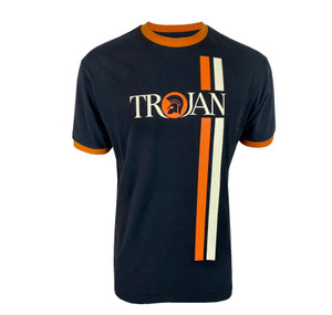 Trojan - Navy Twin Stripe Logo T-shirt
