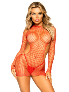 Decadent Drama Red FishNet Mini Dress