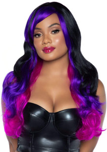 Black & Purple 24" Allure Long Wavy Wig