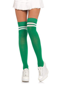 Dina Athletic Thigh High Stockings - Green