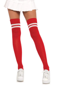 Red/White Dina Athletic Thigh High Stockings
