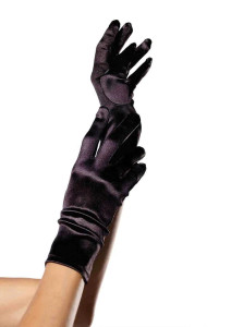 Black Satin Wrist Length Costume Gloves