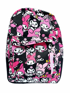 Kuromi & My Melody Pink Backpack w/ Front Pouch