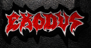 Exodus - Shaped Red/White Logo 4.2x2" Embroidered Patch