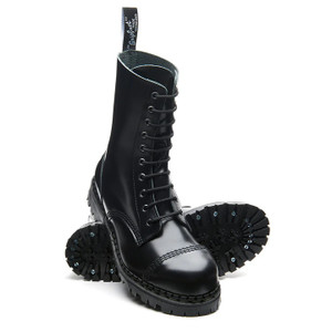 Black Hi-Shine 10i Steel Toe Capped Derby Boots