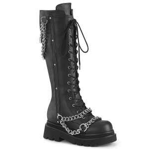 Knee Hight Vegan Boots w/Tiered Swooping Chains & O-ring - RENEGADE-215