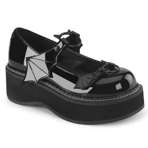 Patent Batwing Platform Maryjane Shoes - EMILY-23