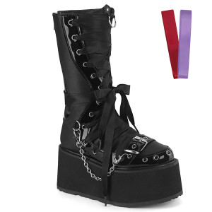 Corset Style Vegan Mid-Calf Boots w/ Interchangeable Laces - DAMNED-120