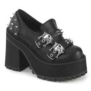 Vegan Platform Shoes with Spikes and Embossed Skull - GRAVEDIGGER