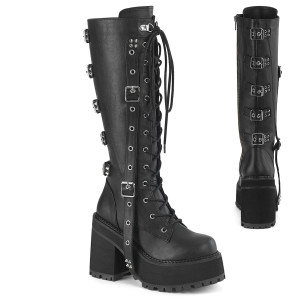 Straight-Jacket Style Knee High Cleated Platform Boot - ASSAULT-218
