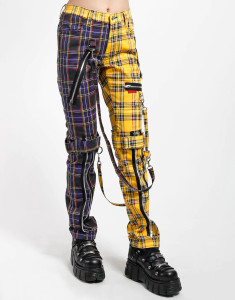 Split Purple and Yellow Plaid Bondage Pants