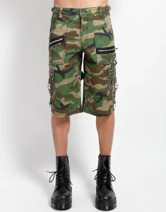 Unisex's Green Camo Punk Short
