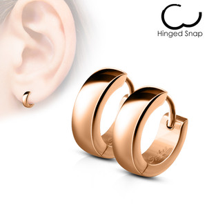 2x Classic Plain Dome Rose Gold Hoop Earrings