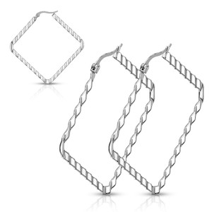 2x Square Silver Hoop Earrings