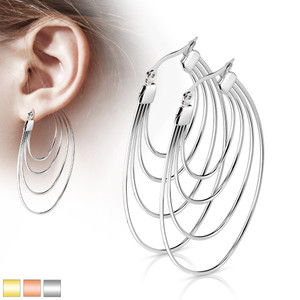2x Quadruple Silver Hoop Earrings