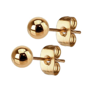Rose Gold Stainless Steel Hollow Ball End Earrings
