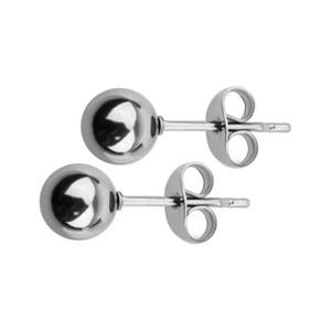 Chrome Stainless Steel Hollow Ball End Earrings