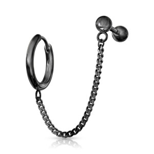 Black Cartilage Chain with Click Ring and Barbell