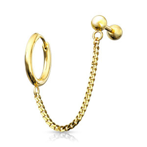 Gold Cartilage Chain with Click Ring and Barbell