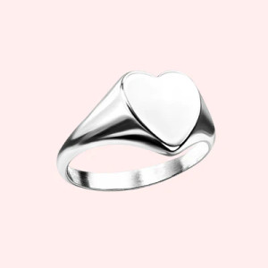 Flat Heart Top 316L Stainless Steel Ring