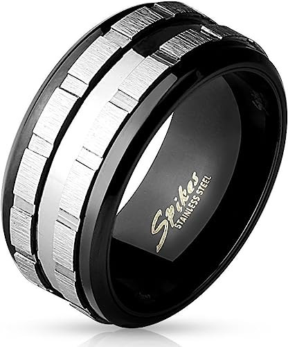 Polished Steel Double Spinner Center Black IP Over 316L
