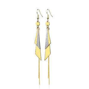 Gold Triangles and Chain Dangle 316L Stainless Steel Hook Earrings