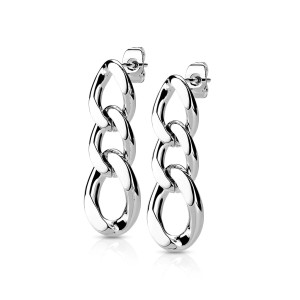 Pair of Silver 316L Chain Link Dangle Stud Earrings