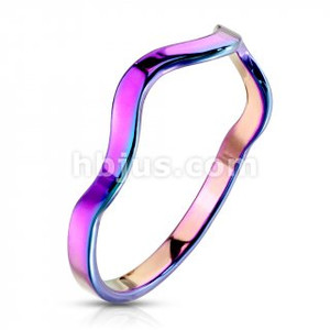 Wavy Line Stackable Rainbow IP Stainless Steel Ring
