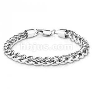 Silver Round Spiga Chain Stainless Steel Bracelets