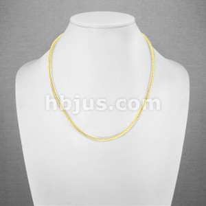 Gold Stainless Steel Square Wheat Chain Necklace with Lobster Clasp