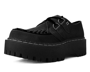 A3051 Black Suede Interlace Double Platform Creepers -DISCONTINUED-