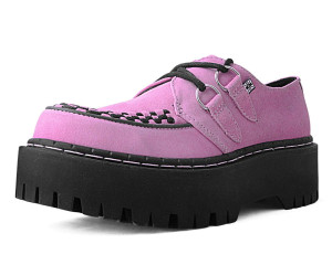 A3049 Pink Suede Interlace Double Platform Creepers