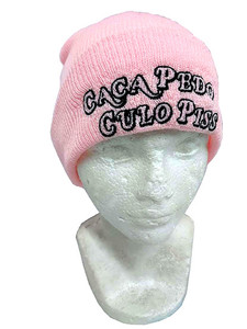 Caca Culo Pedo Pis Pink Embroidered Beanie